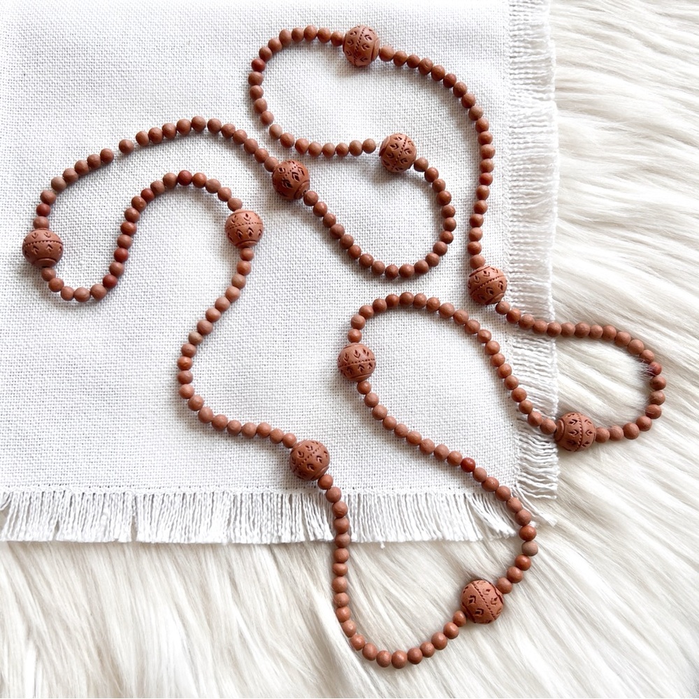 VINTAGE Southwestern XL Long Terracotta Bead Pottery Necklace Desert Boho Vibes